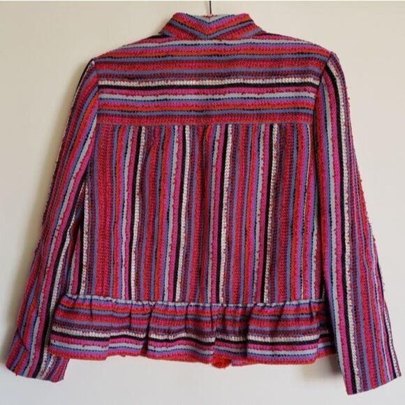 Kate Spade Striped Textured Tweed Peplum Jacket - Picture 4 of 8